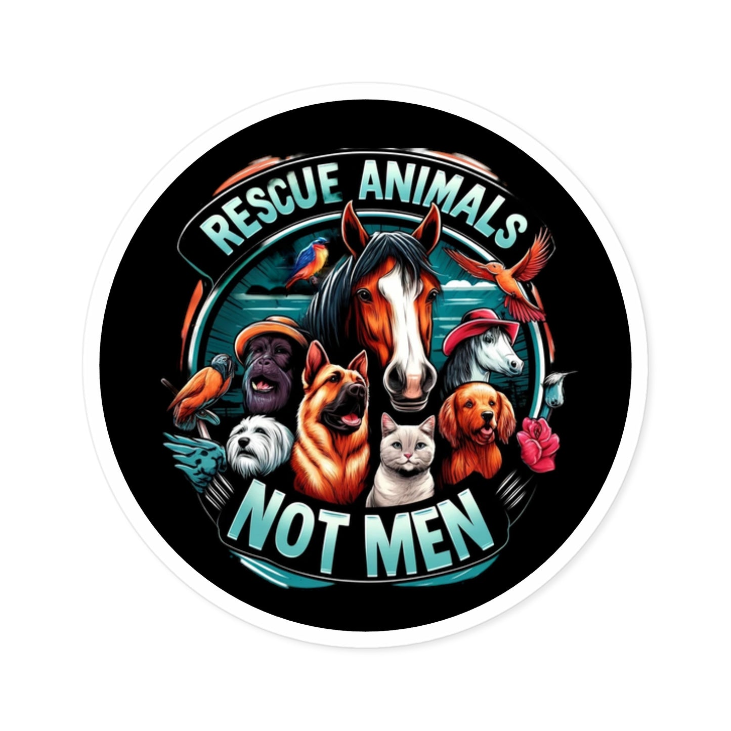 Rescue Animals Not Men Stickers